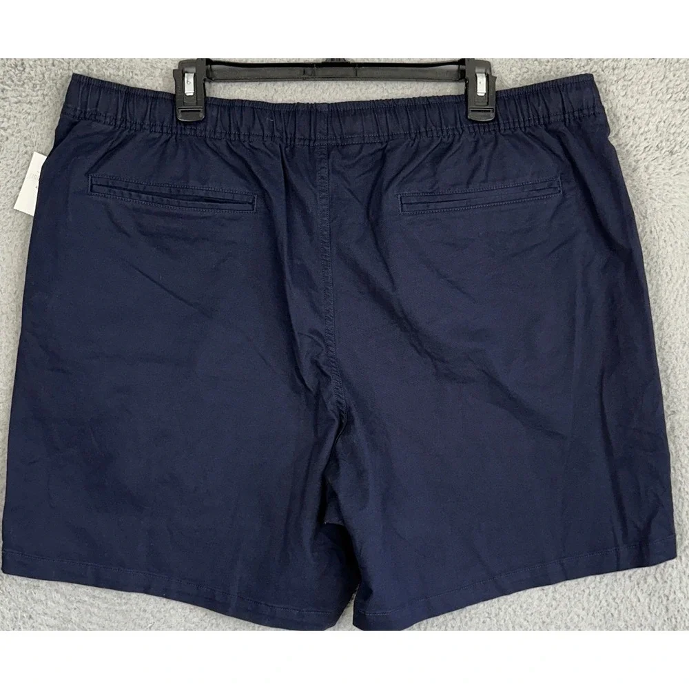 NEW GAP Shorts Mens XL Navy Blue Casual Pull On Chino Stretch Waist Drawstring